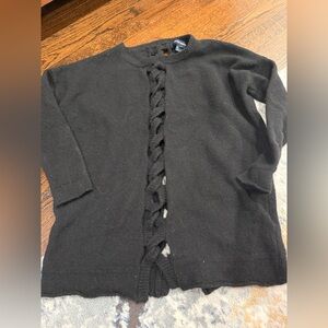 French connection black tie sweater size small 80% lambswool EUC